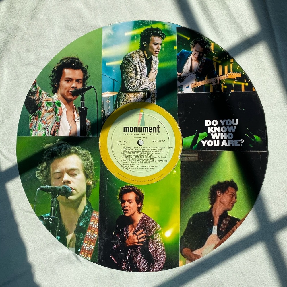 Harry Styles Green Custom Made Vinyl Record Picture Collage